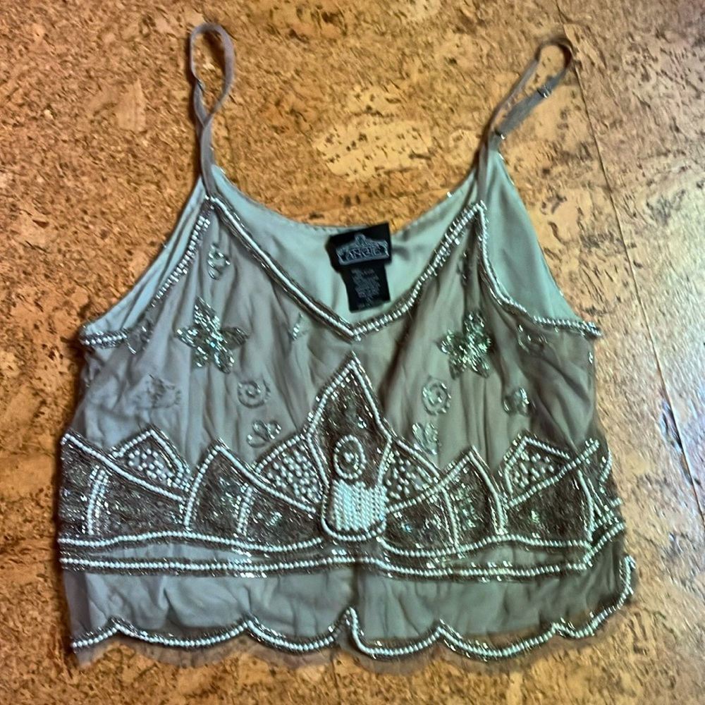 Gorgeous beaded crop top with scalloped hem